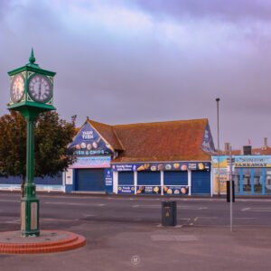 Dawn’s Quiet Guardian: Jubilee Clock on Minehead Esplanade